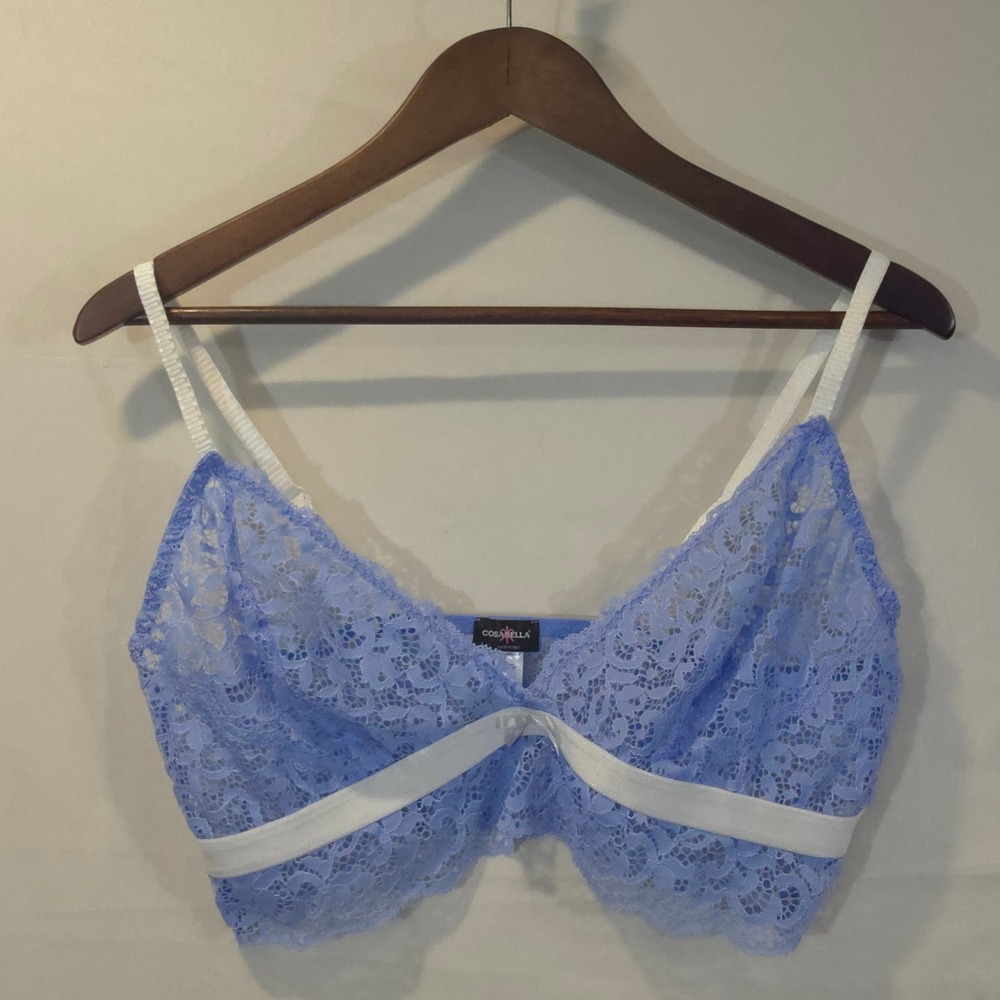 Cosabella Renata Bralette Riviera Blue Lace XL RENAT1301 Made in Italy NEW